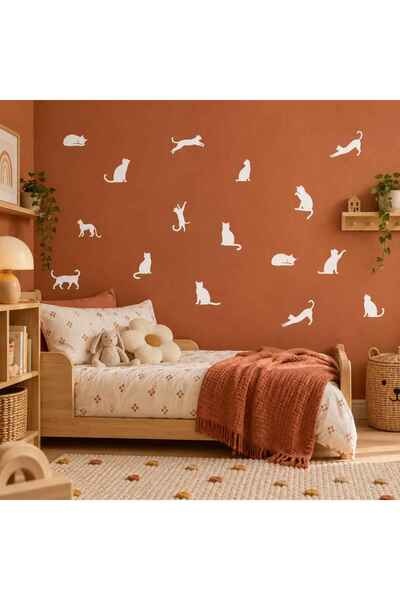 MIGNATIS Cat Figure Wall Sticker - Cute Cat Silhouettes Decal - Children's Room and Home Decoration Sticker Set