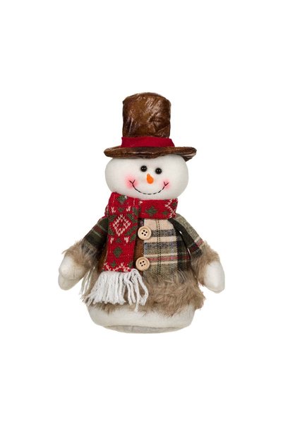 OEM Figura Decorativa de Crăciun Om de Zăpadă Sacou cu Carouri Palarie Maro 2...