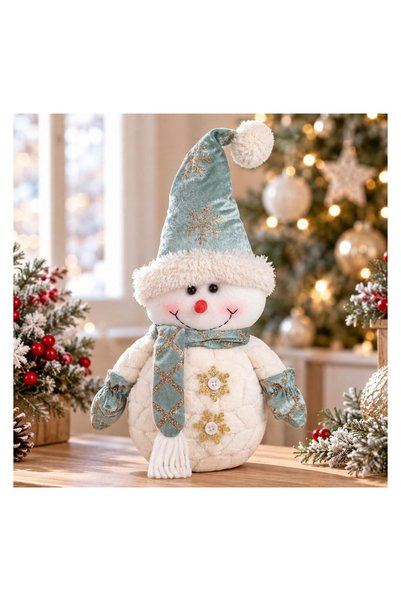 OEM Figurină Decorativa de Crăciun Om de Zăpadă cu Căciulă Bleu 35 cm – Decor...