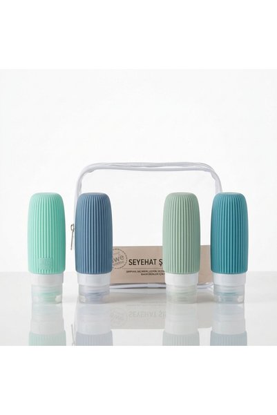 ARVALE Rigata Silikon Seyahat Şişesi 4'lü Set 90 ml – Uçak Kabin Uyumlu, Sızd...