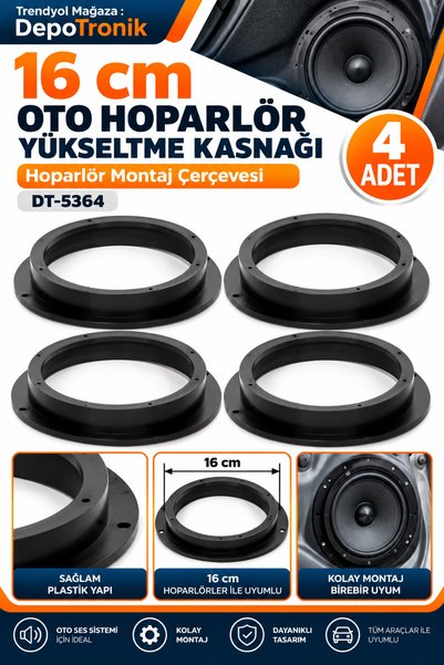 DepoTronik 16 cm Oto Hoparlör Yükseltme Kasnağı 4 Adet – Hoparlör Montaj Çerçevesi DT-5364-4