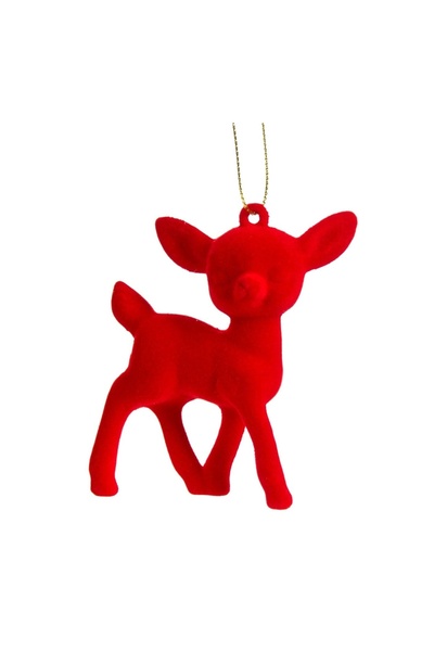 OEM Ornament Brad de Crăciun Cerb Roșu Catifelat 8.5 cm – Decor Festiv pentru...