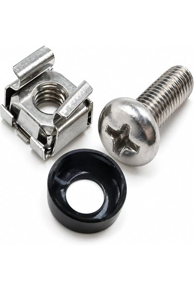 DKURVE ® M6 x 16 mm Rack Mount Screw Kit with Cage Nuts and Rubber Washers for Server Cabinets and Network Racks (60 PACK)