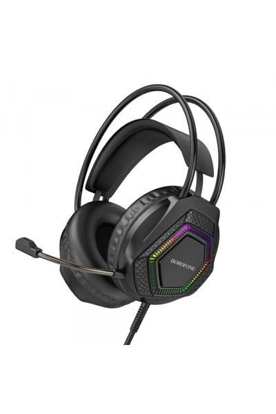 Borofone Casti Gaming 3.5mm BO105 Thunder, RGB, 2m, Negru