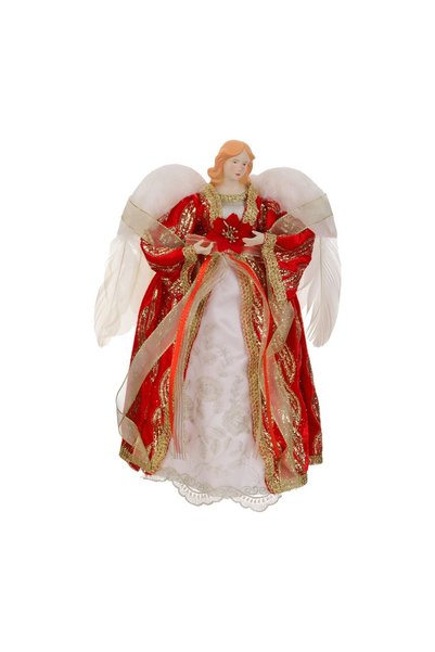 OEM Varf Brad de Crăciun Figurină de Inger cu Capa Roșie și Aripi 39 cm – Acc...