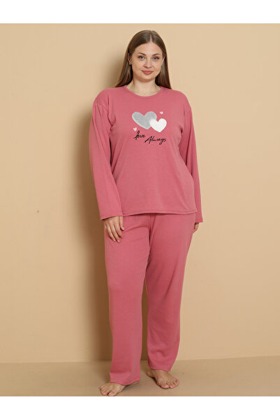 Wordex Fawn 1110 Interlock Plus Size Heart Zimski Kućni Ženski Pidžama Set
