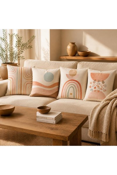 ROOMEA Rooméa Home & Art 4'lü Kırlent Kılıfı Seti Pastel