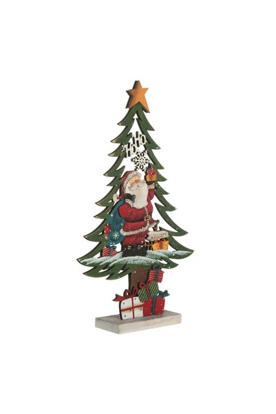 DD SHOP Brad de Craciun din Lemn & Mos Craciun 43,5cm - Figurine Diverse