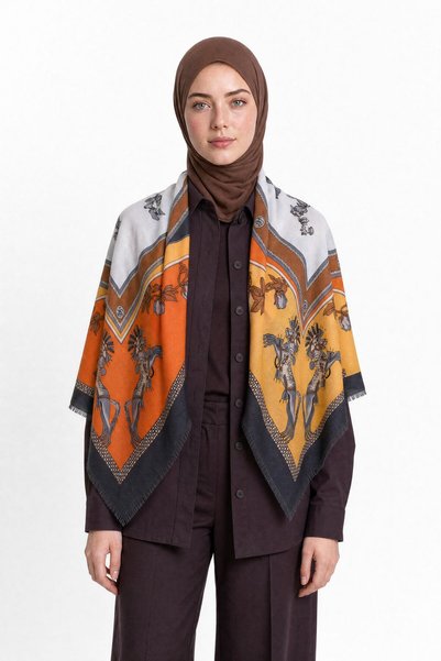 Mooncorn Valet Pattern Wool Cashmere Shoulder Scarf