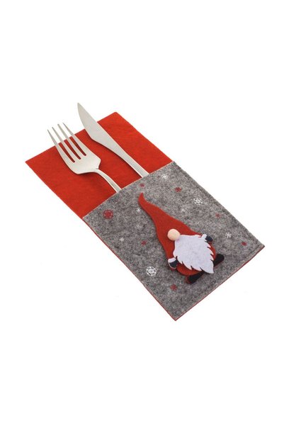 OEM Husa Tacamuri de Crăciun din Fetru Roșu Gri Gnome 11x20.5 cm – Atmosferă ...