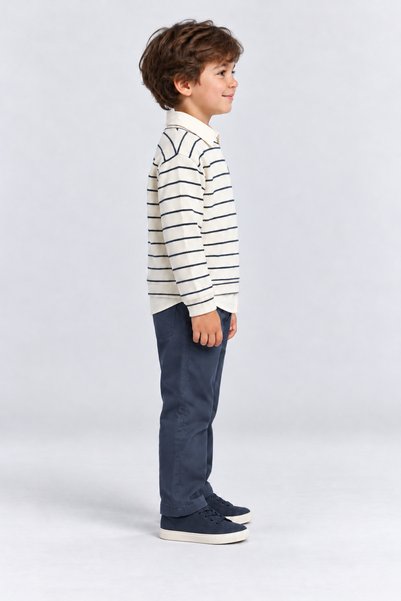 AHENGİM Boy's 3-Piece Set Striped Knitwear Sweater Shirt and Pants Ak26278