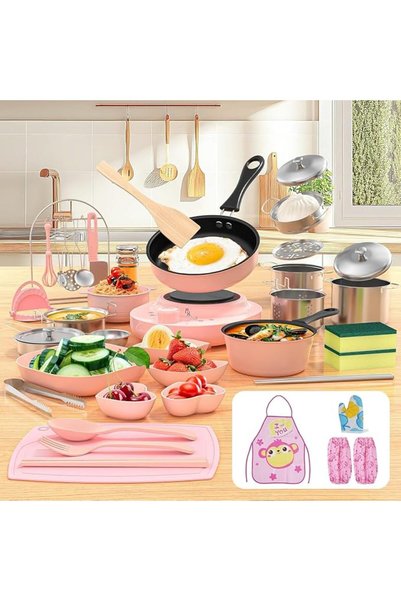 SCIENISH Kids Toy Kitchen Set 87 Pcs Toddler Pretend Cooking Food Playset Int...