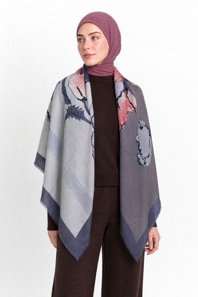 Mooncorn Roselin Pattern Wool Cashmere Shoulder Shawl