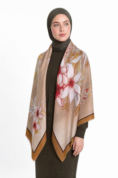 Mooncorn Floris Pattern Wool Cashmere Shoulder Shawl