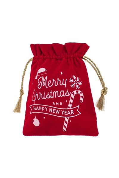 OEM Sac Cadouri de Crăciun Catifelat Roșu Alb cu Imprimeu ”Merry Christmas” ș...