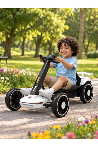 Bojasmiial Kids Electric Ride On Go Kart, 6V Battery Powered Folding Racing C...