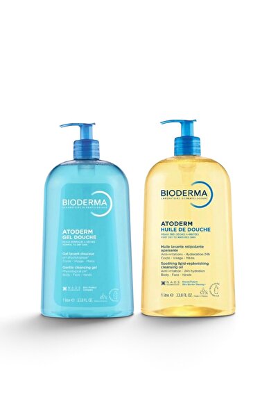 Bioderma Set Atoderm Gel de dus 1L + Ulei de dus 1L