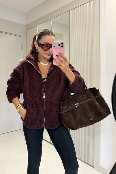 Gizem Ecemiş Eliana Mürdüm Teddy Fermuarlı Sweat