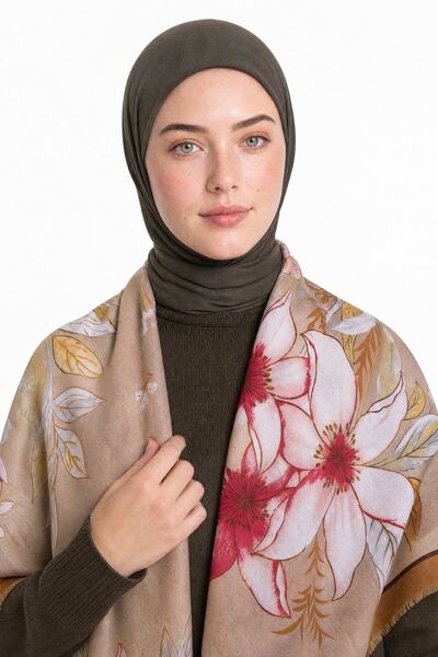 Mooncorn Floris Pattern Wool Cashmere Shoulder Shawl