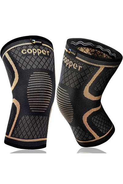 COPPER Fiber Knee Compression Sleeve (2 Pack), Anti Slip Knee Support Brace for Sports, Gym, Running, Arthritis, Joint Pain Relief & Injury Recovery for Men Women（XXL）