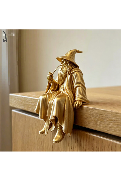 Choice Gold wizard Medieval Fantasy Old Man Miniature Figurine Seated 3D Prin...