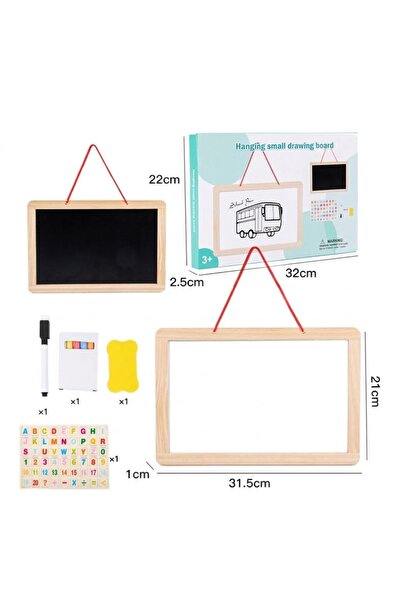 OEM Tabla educativa de desenat si scris din lemn, Fata Dubla (Magnetica Alb /...