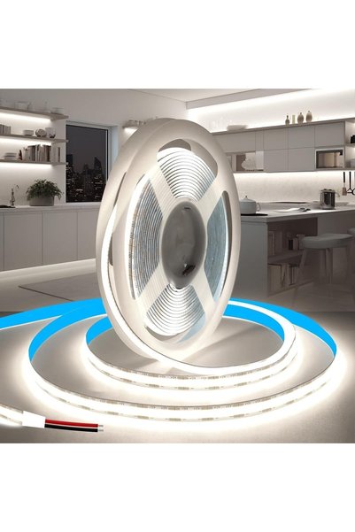 TERRIFI شريط إضاءة LED من نوع COB - 16.4 قدم / 5 متر، 24 فولت، إضاءة بيضاء نه...
