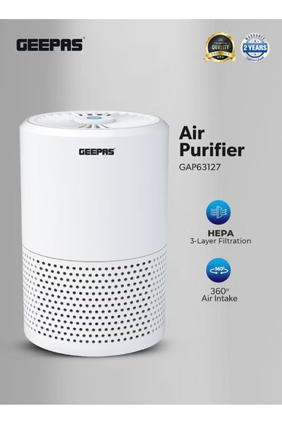 Geepas Air Purifier with 3-Layer HEPA Filtration | 360° Air Intake, Adjustabl...