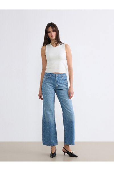 LC Waikiki NEVAVM Farkıyla LCW Jeans Indigo Denim Stoned Wideleg بنطلون جينز ...