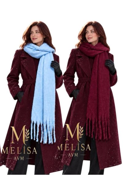 MELİSA AVM 2 τεμάχια Buklet soft με φουλάρι κασκόλ μπλε-μπορντό