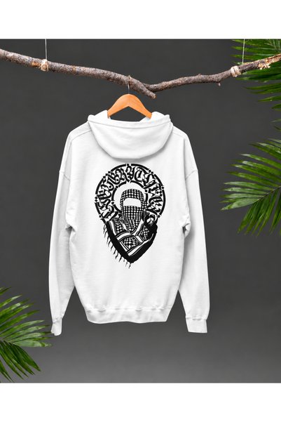 Nulivez Palestinian Themed Kefiye Patterned Oversized Hooded Sweatshirt