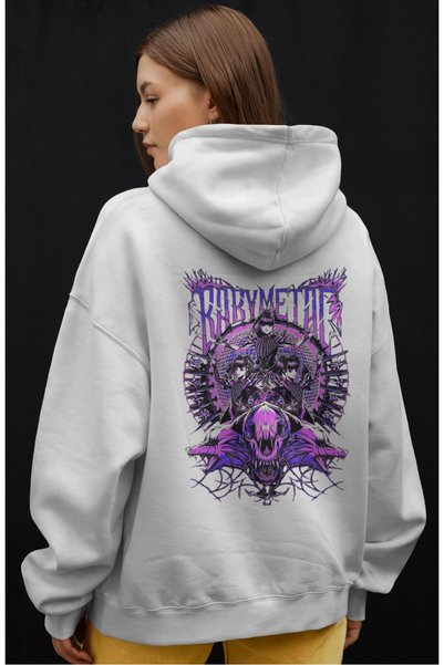SEVBANO Hanorac premium oversize unisex cu imprimeu frontal Babymetal Rock Me...
