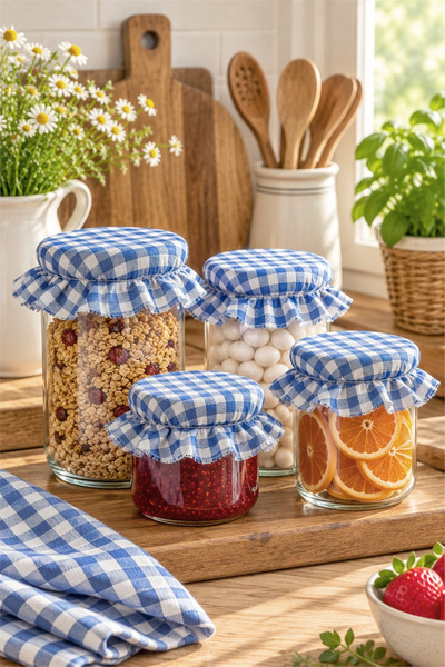 cotton maison Boho Elastic Fabric Jar Cover Set of 6 – Decorative Cotton Jar ...