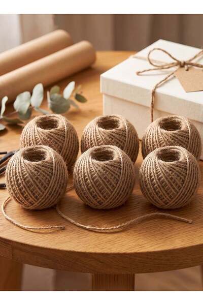 Taimi 6-Pcs 20g Natural Jute Ribbon, Eco-Friendly Burlap Rope for Gift Wrappi...