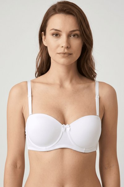 hadiora Women's White Supportive Underwire Strapless Balconette Bra