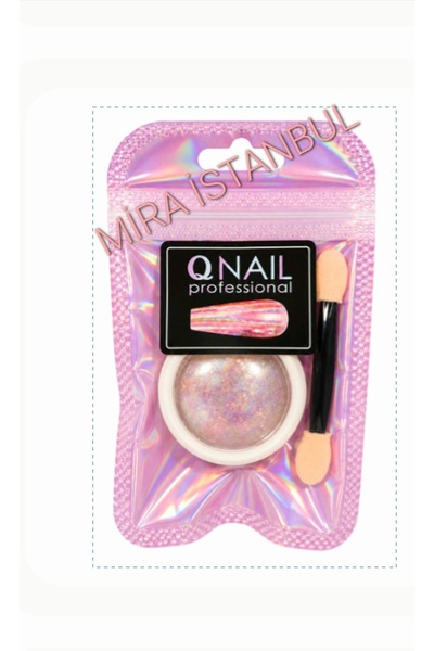 Genel Markalar inci tozu pembe / ayna efektli nail art pigment tozu ve sünger...
