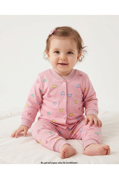 Ege Bebek Baby Girl 6-9-12-18-24 Months Heart Printed Snap Fastener Seasonal ...