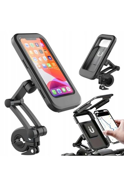 VERK Adjustable phone holder for bicycle or motorcycle, with waterproof case