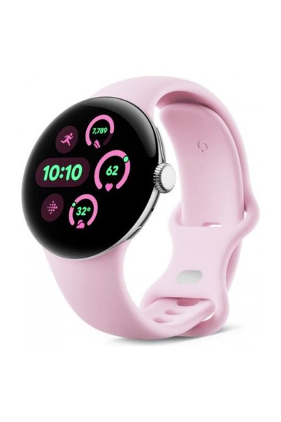 Google Smartwatch Pixel 3 41MM LTE Carcasă argintie lustruită, Curea Active d...