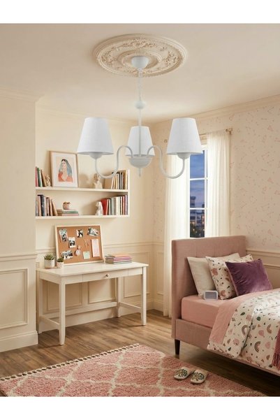 VK HOME AYDINLATMA ASEL 3 LÜ AVİZE BEYAZ ŞAPKALI (BEYAZ)