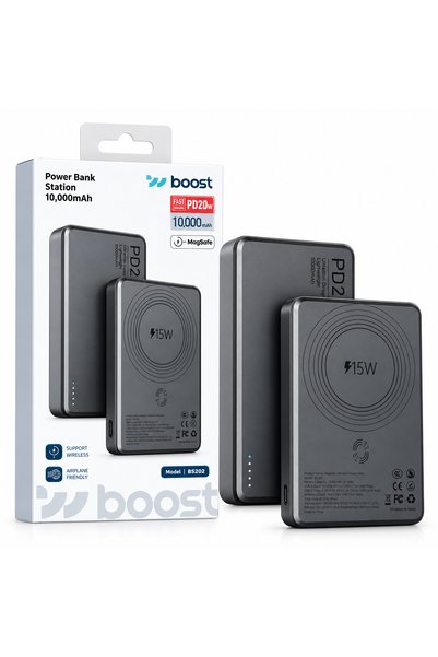 Generic Brand Boost BS202 Magnetic Wireless Power Bank 10000mAh, 20W PD USB-C Fast Charging Portable Charger, 15W Wireless Charging, MagSafe Compatible Magnetic Battery Pack for Compatible iPhone & Smartphones.