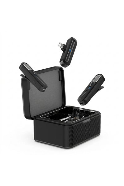 Vidvie Dual Wireless Lavalier Microphone Set - 2.4G Plug and Play Lapel Mic w...