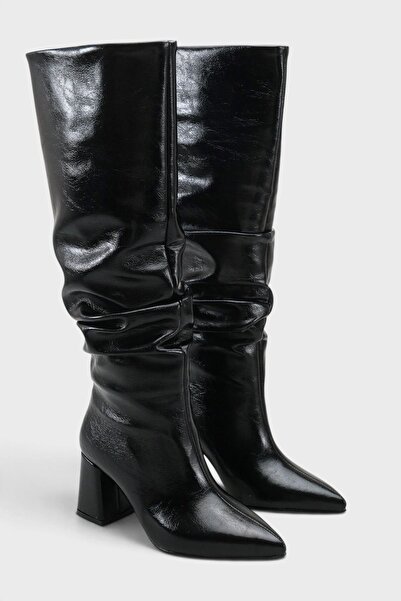 GOFFSHOES Women's Nova Bellows Heeled Boots - Black-Patent Leather