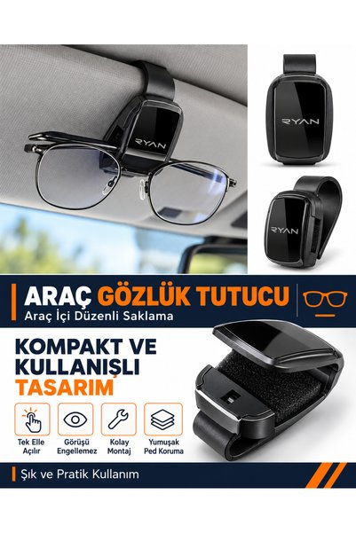 Ryan In-Car Glasses Holder Sun Visor Glasses Holder One-Handed Use