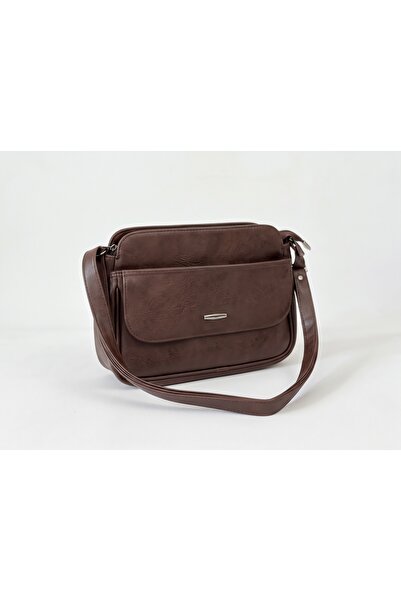 TopukTrend Women's Oiled Leather Medium Size Multi-Pocket Shoulder Bag Daily Bag