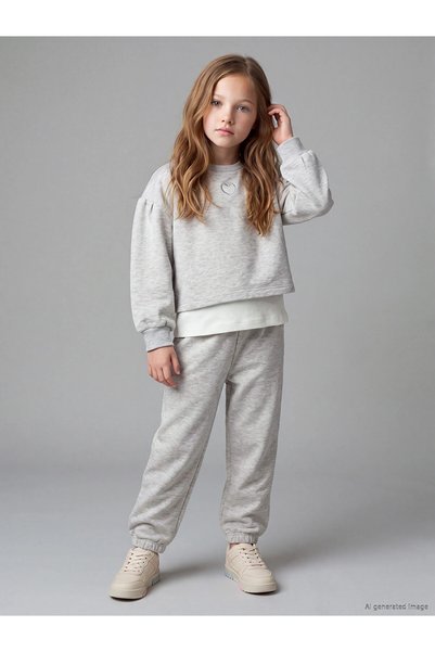 LC Waikiki Lcw Kids Gray Girls' Tracksuit Set