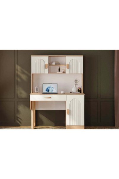Ozmira Home Orchide Kitaplıklı MDF Çalışma Masası