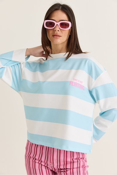 Bianco Lucci Women's Blue-White Flirting Text Printed Front and Back Printed ...