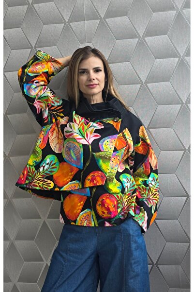 MAXORA SHOP Coralia asymmetric Cotton jacket with Printed