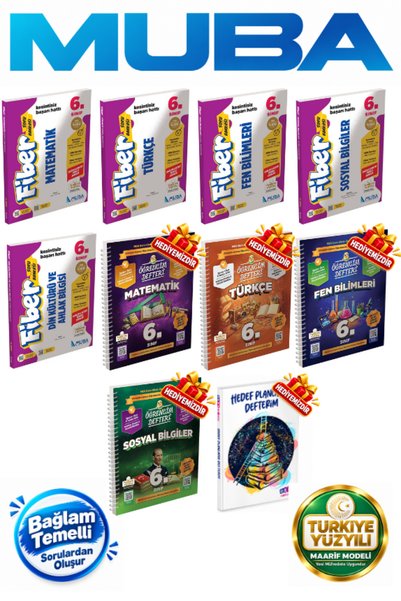 Muba Yayınları 6.Sınıf Fiber Soru Bankası Full Set. Öğrencim Defter Hediyeli.!